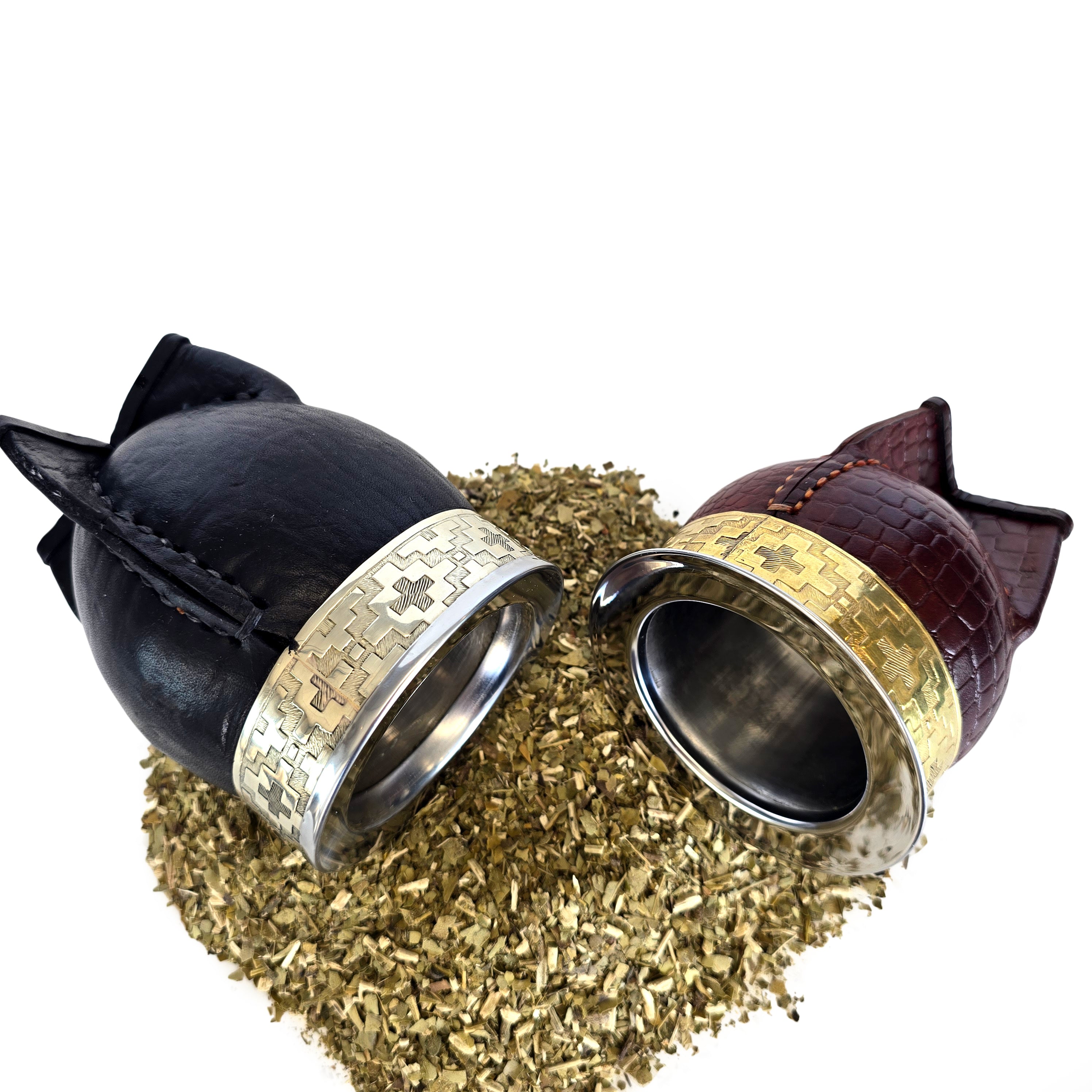 Imperial Leather and Stainless Steel Mate Gourds