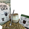 Bariloche White Ceramic Gourd and Yerba Mate Artisan Set