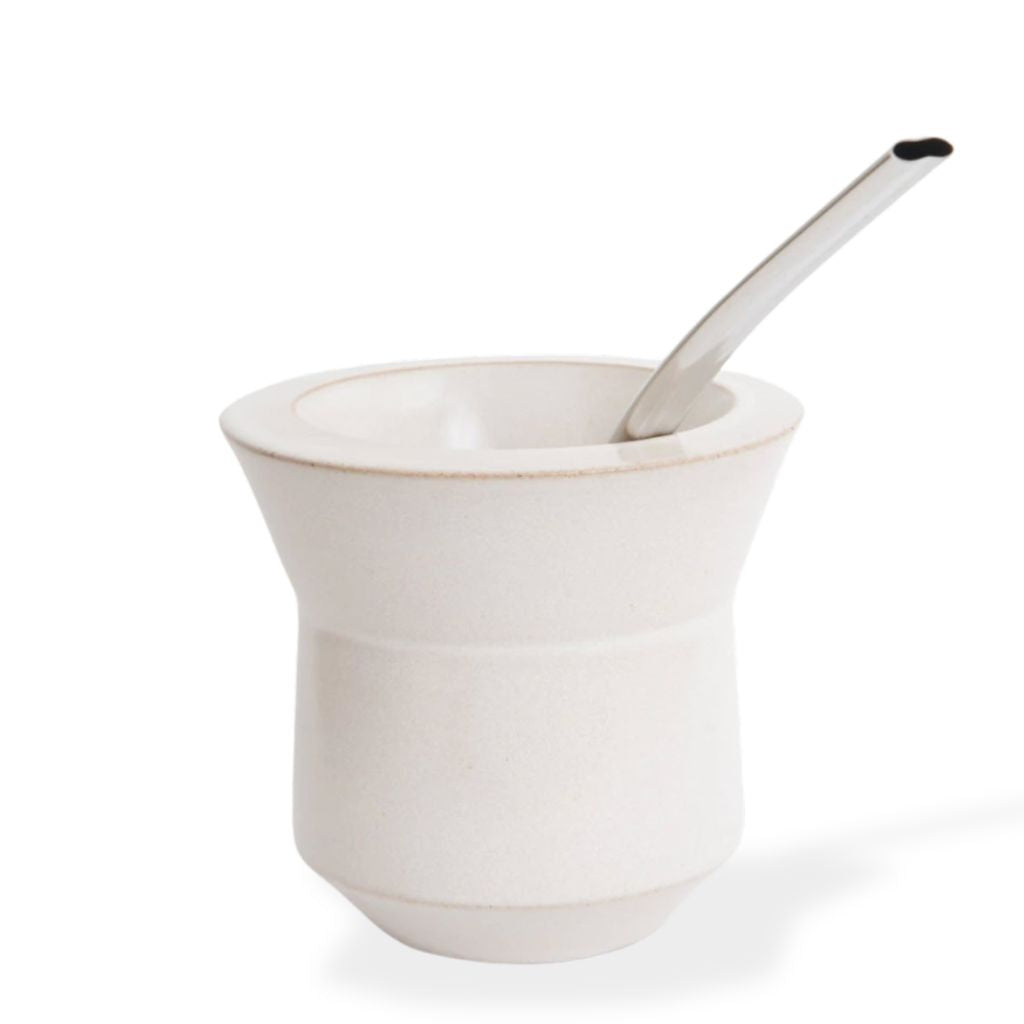 Chaltén White Insulated Ceramic Mate Gourd