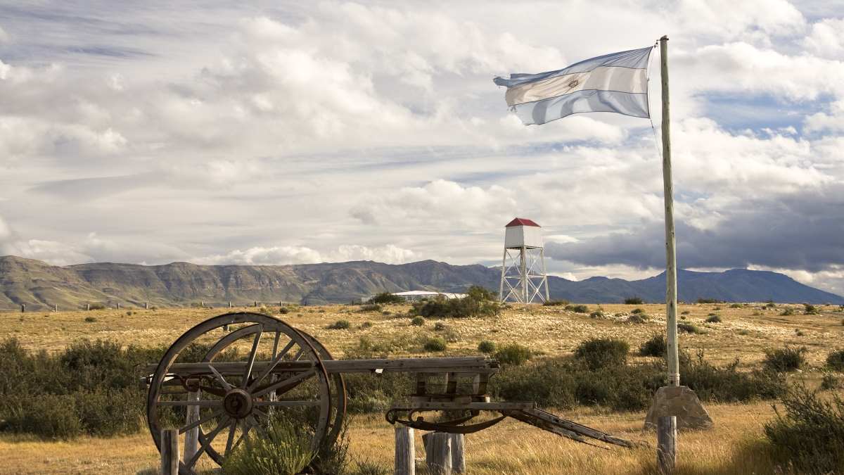 Argentina flag flying on a ranch