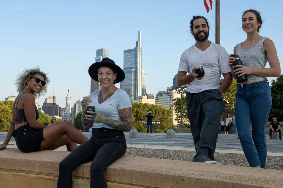 MateBrew Philadelphia drinking buy yerba mate on art museum steps