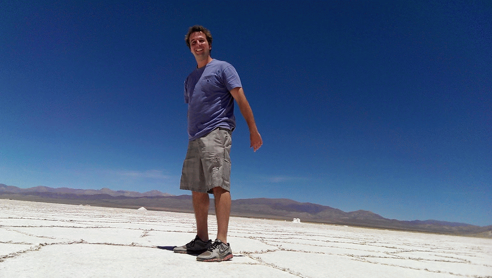 MateBrew jumping in the Salinas salt plains