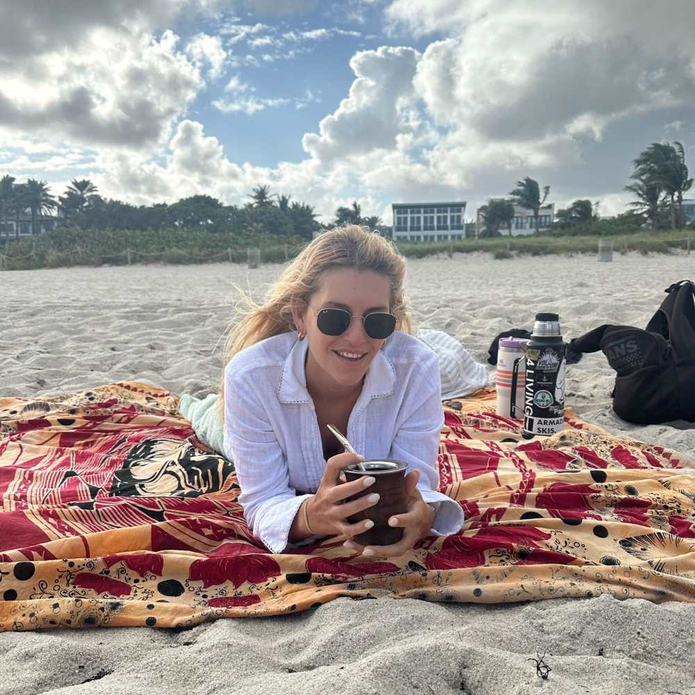 Drinking fresh yerba mate on the beach