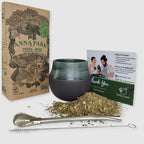 Iguazu Blue ceramic gourd and Anna Park yerba mate bundle (1 lb/500 g)