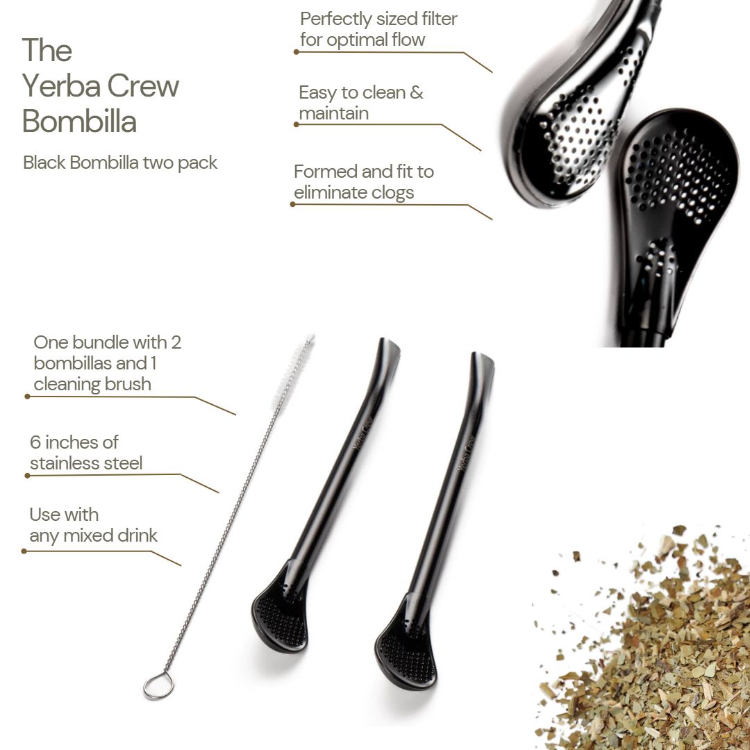 Yerba Crew black bombilla bundle (2 Pack)