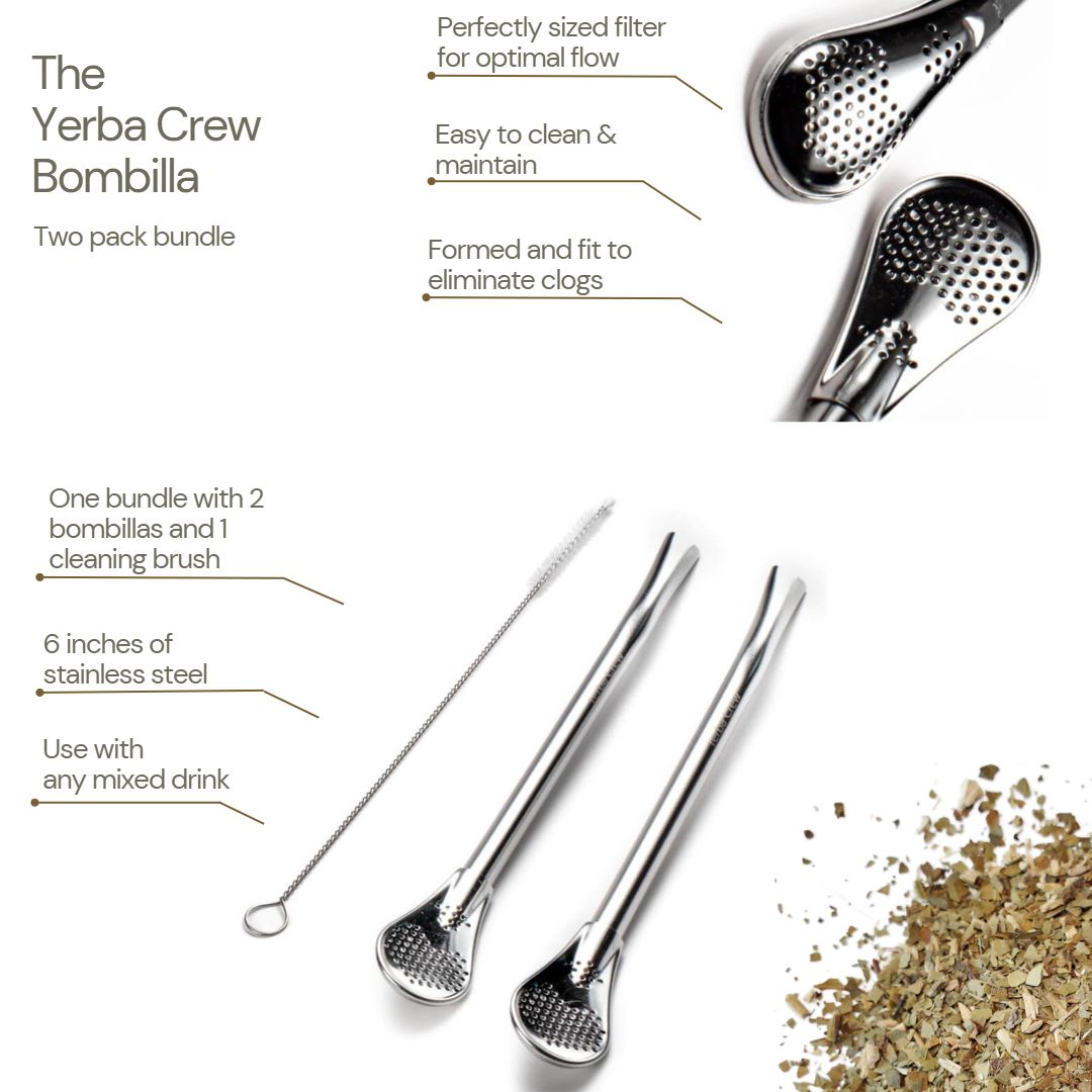  TheBmate Luxury Bombilla Mate (Mate Straw) – Yerba Mate Bombilla  Straw - Crafted German Silver (Alpaca) Bombilla Straw - Handmade in Uruguay  – Cleaning Brush included : Home & Kitchen