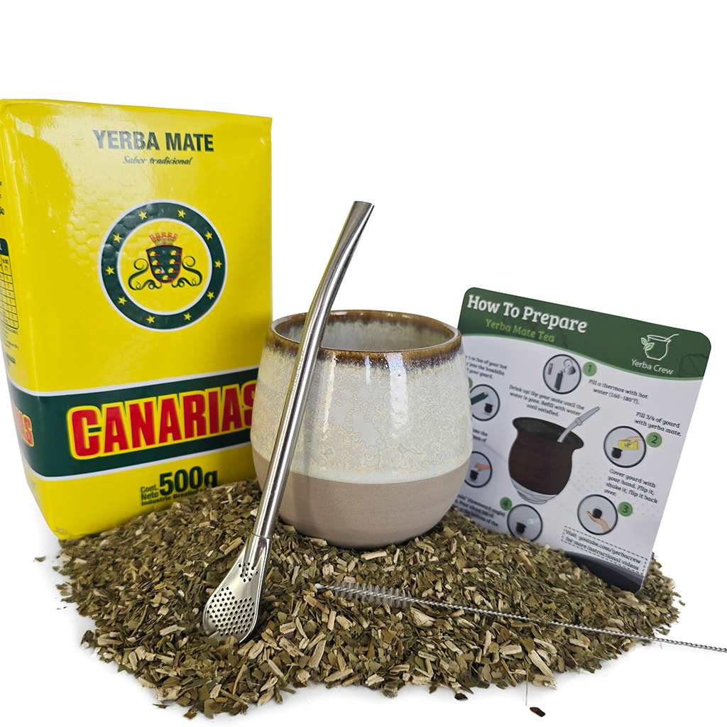 Canarias Traditional Yerba Mate with white ceramic gourd