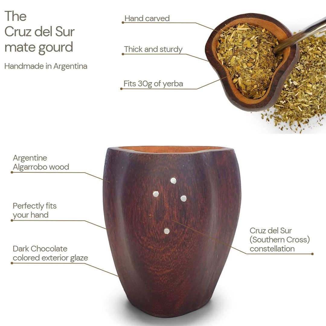 Yerba Crew Cruz del Sur handmade mate gourd benefits and features.