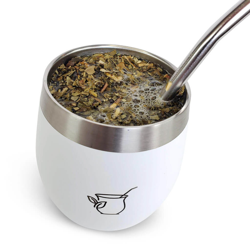 Yerba mate cup filled with yerba and water