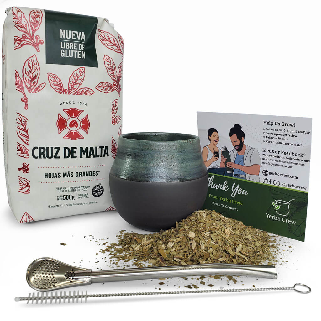 Cruz de malta premium bundle with bombilla straw for yerba mate.