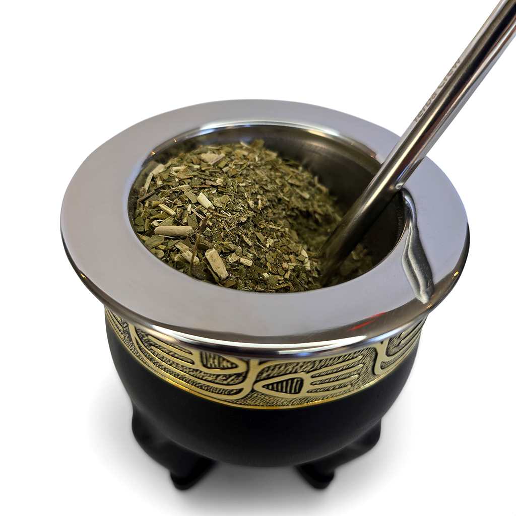 Jaguar Salteño filled with yerba mate and bombilla