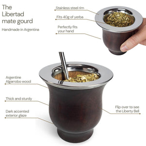 Yerba Crew mate cup wood with stainless steel rim