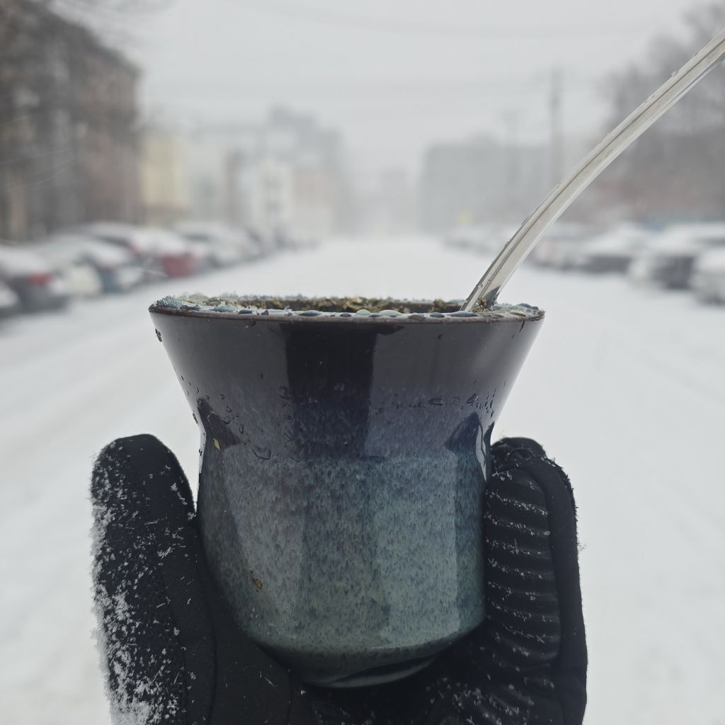 Oleaje Blue Limited Edition Insulated Ceramic Mate Gourd