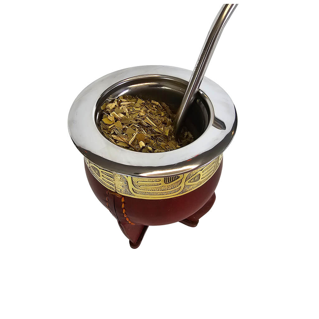 Rojo Salteño Imperial leather and steel mate gourd