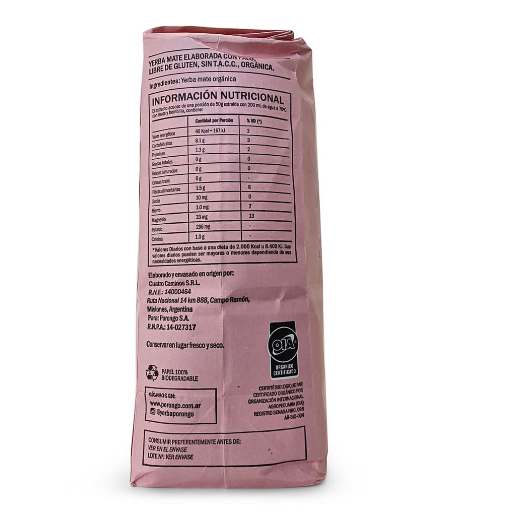 Porongo nutrition facts gluten free adn organic