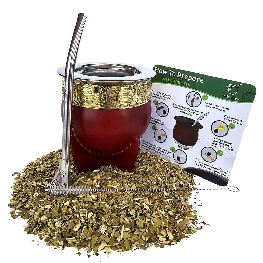 Rojo Salteño Imperial leather and steel mate gourd - Yerba Crew