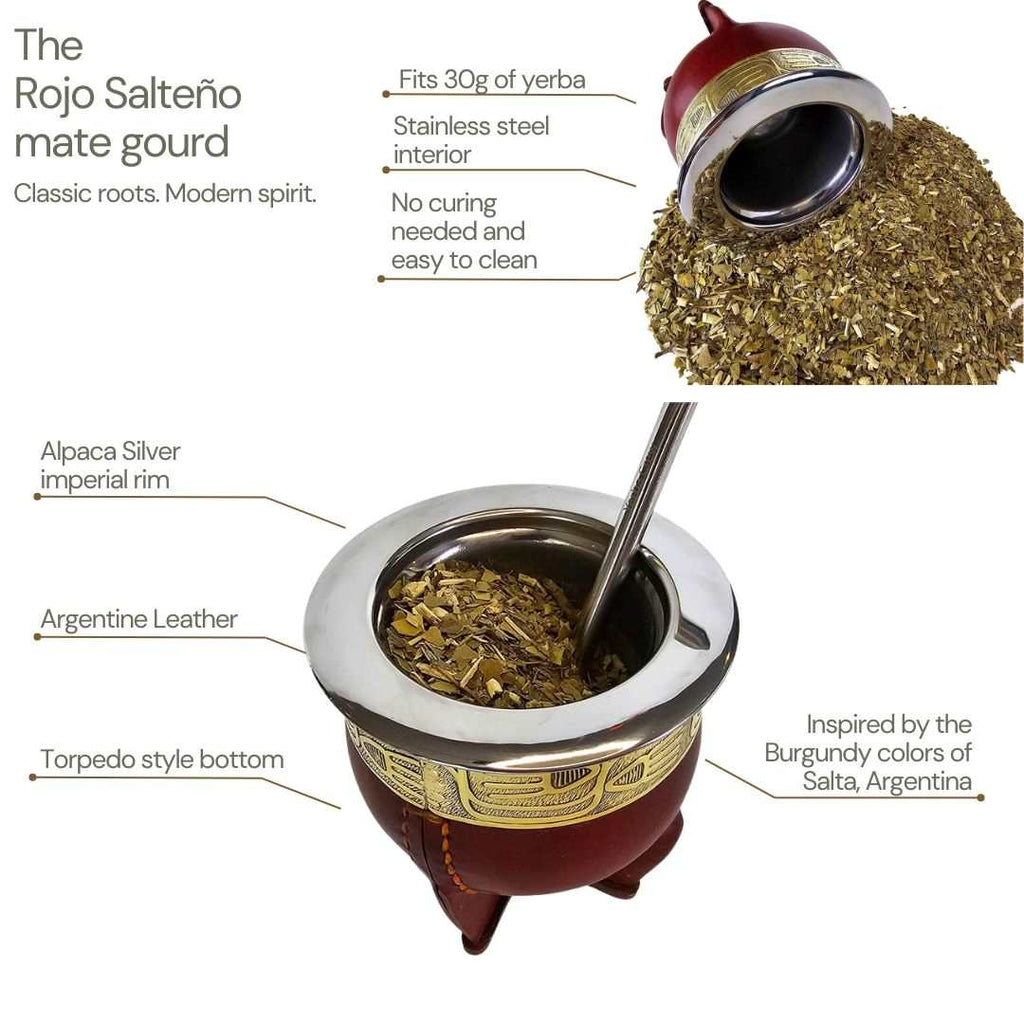 Rojo Salteño Imperial leather and steel mate gourd – Yerba Crew