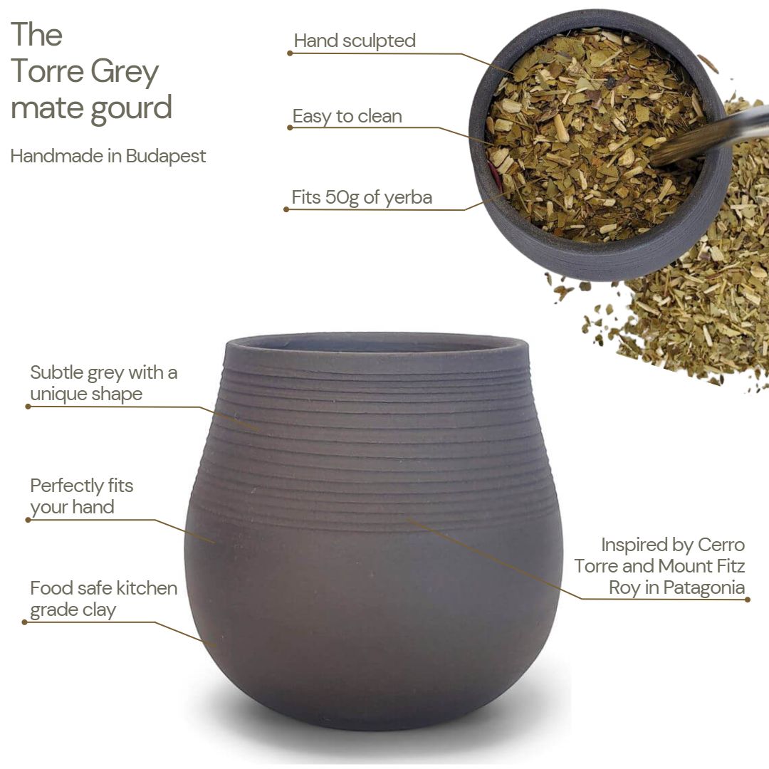 Torre Grey stoneware mate gourd set – Yerba Crew