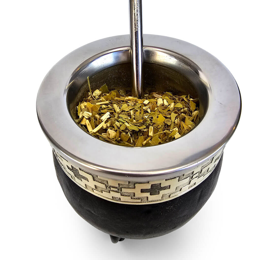 Imperial stainless steel cup wrapped in leather with yerba mate