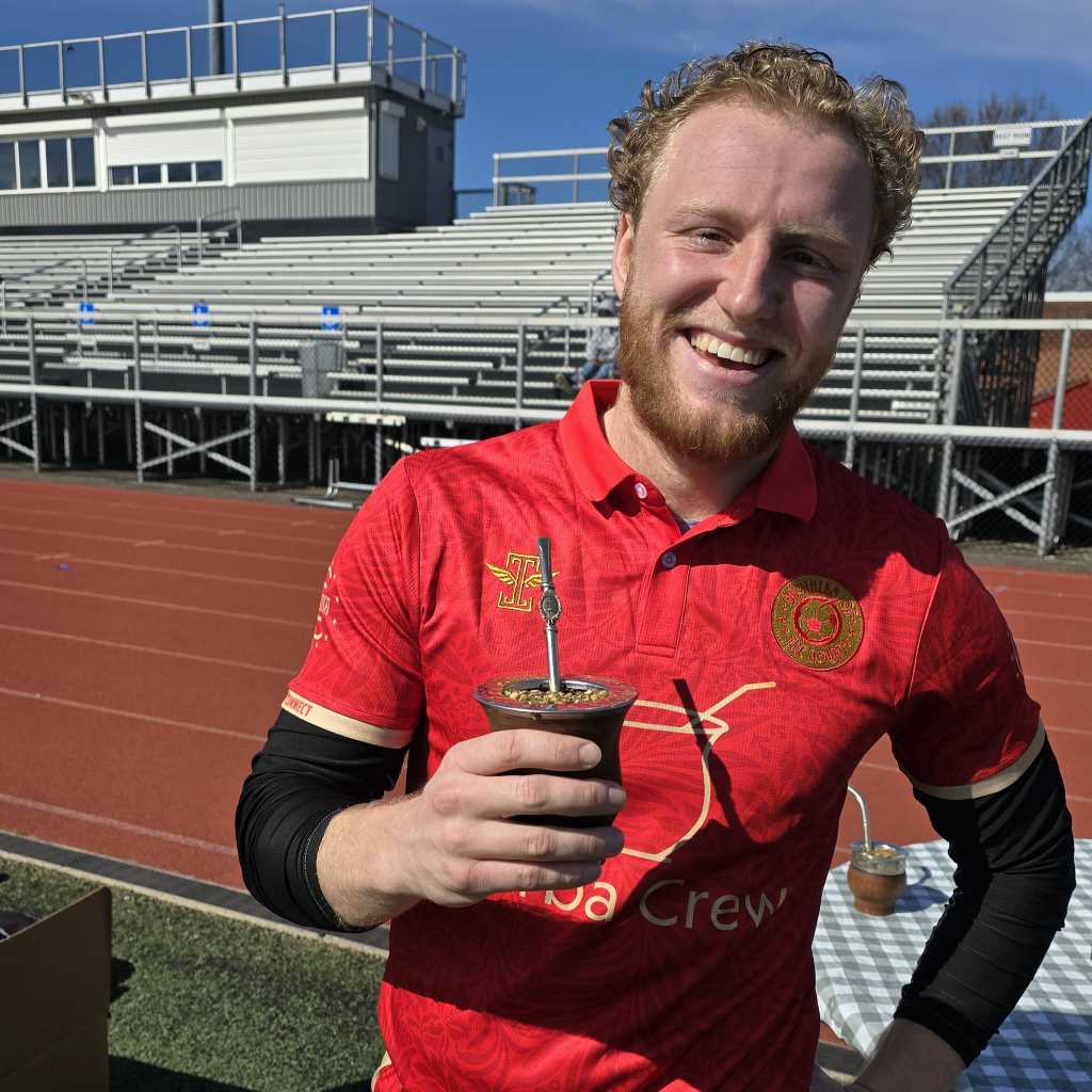 Drinking yerba mate at the soccer game