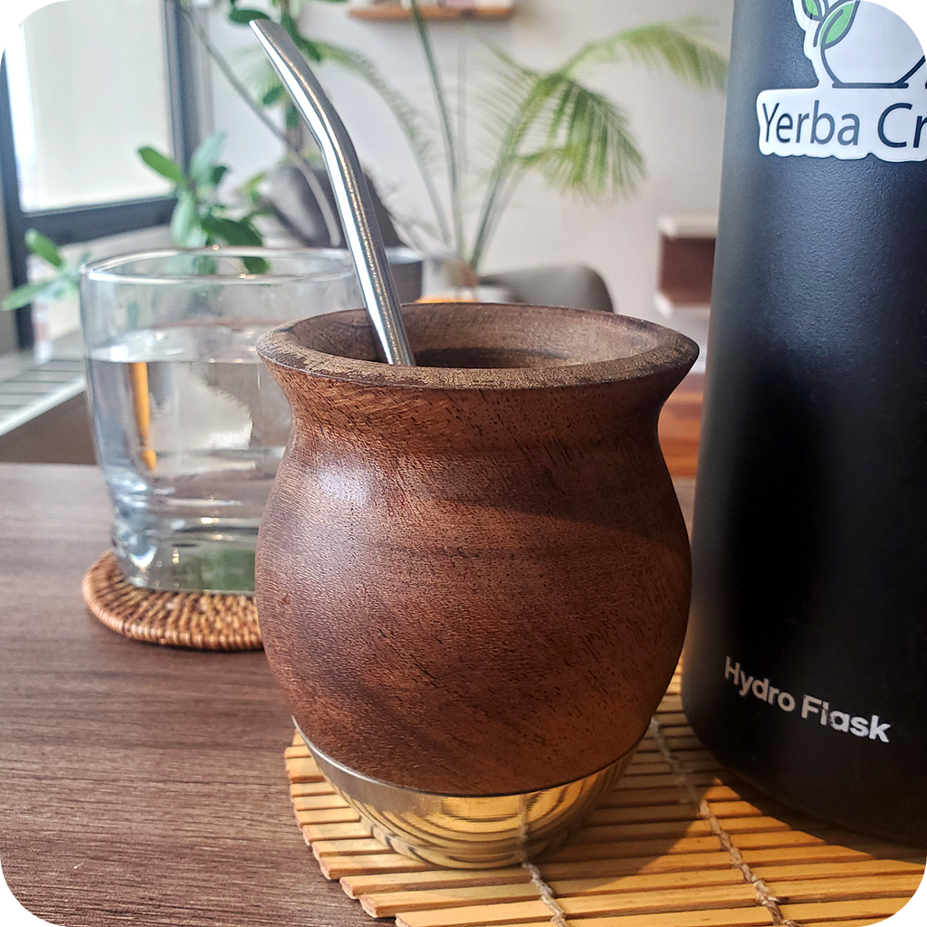 Calden wood mate with Alpaca base and stainless steel bombilla Yerba Crew