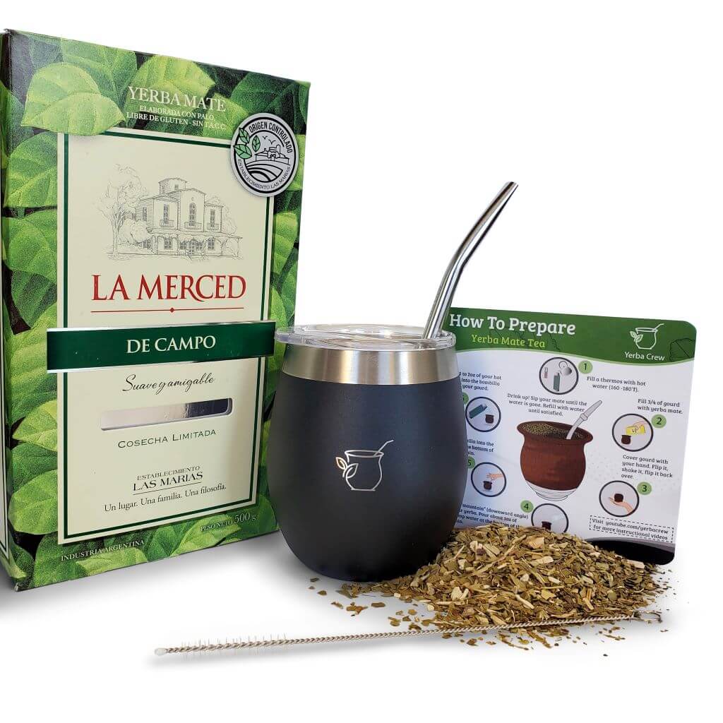 La Merced premium yerba mate and stainless steel mate gourd Yerba Crew bundle