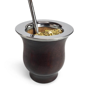 Wooden handmade mate gourd yerba filled