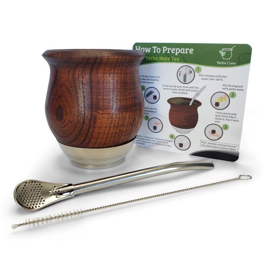 Yerba Crew La Pampa mate gourd with bombilla and start guide