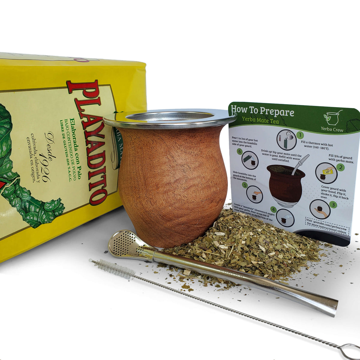 Playadito 1kg yerba mate loose leaf tea with Gauch mate cup
