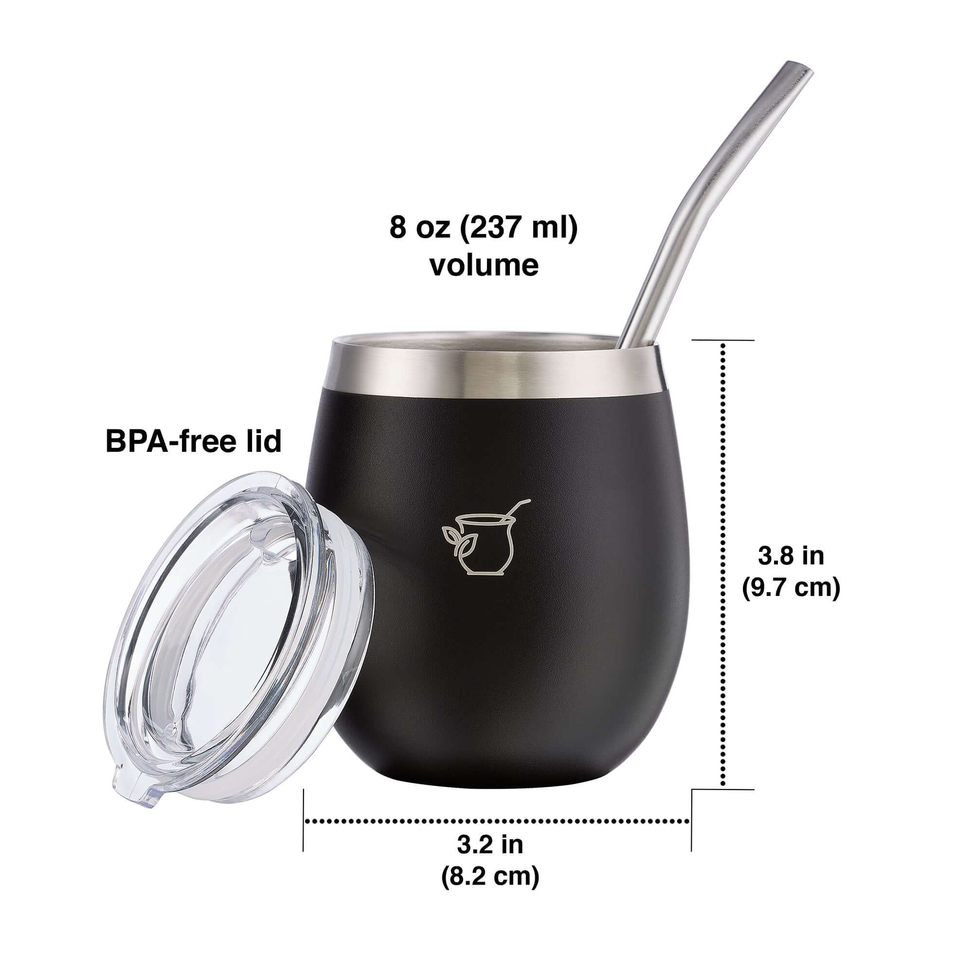 9 Oz Yerba Mate Cup, Tea Cup Set Include Stainless Steel Modern Mate Cup, 2 Bombilla  Mate Straws, Cleaning Brush and BPA Free Lid, Double-Walled and Hot & Cold  Drink, for Mate