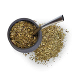 Yerba Crew overhead view of Torre grey mate cup filled with playadito yerba