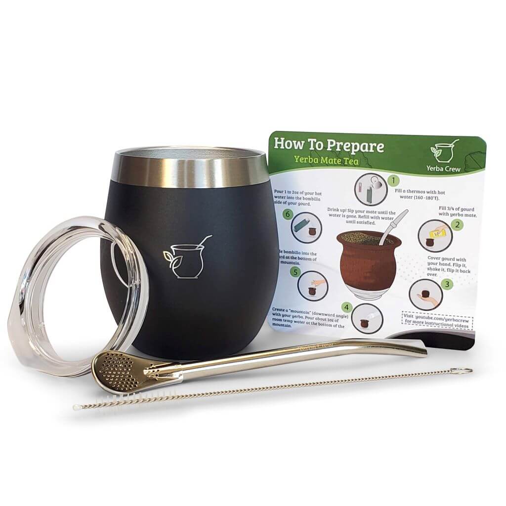 Mates Eco Leather Complete Set to Drink Yerba Mate Kit All  Accesories Included: Containers Gourd (Cup) Bombilla (Straw) Thermos Bag,  Brown, 34 X 23 X 12: Tea Sets